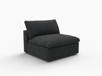 WJS Home 1 Piece Cotton and Linen Black Single Sofa 40 Cloud Like Backrest Pillows 1 Seater_5