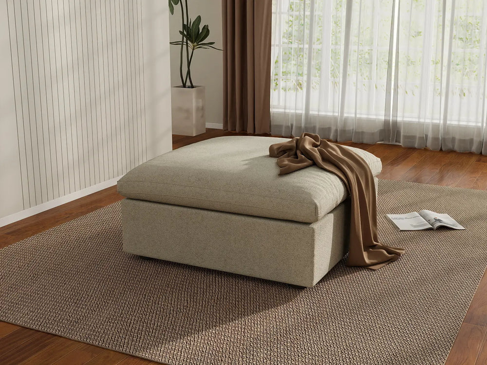 WJS Home 1 Piece Cotton and Linen Khaki Ottomans 40 Removable _ Washable Covers_1