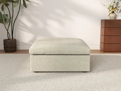 Deluxe Cloud Khaki Storage Ottoman | 1-Piece, Cotton and Linen Fabric, Washable Covers