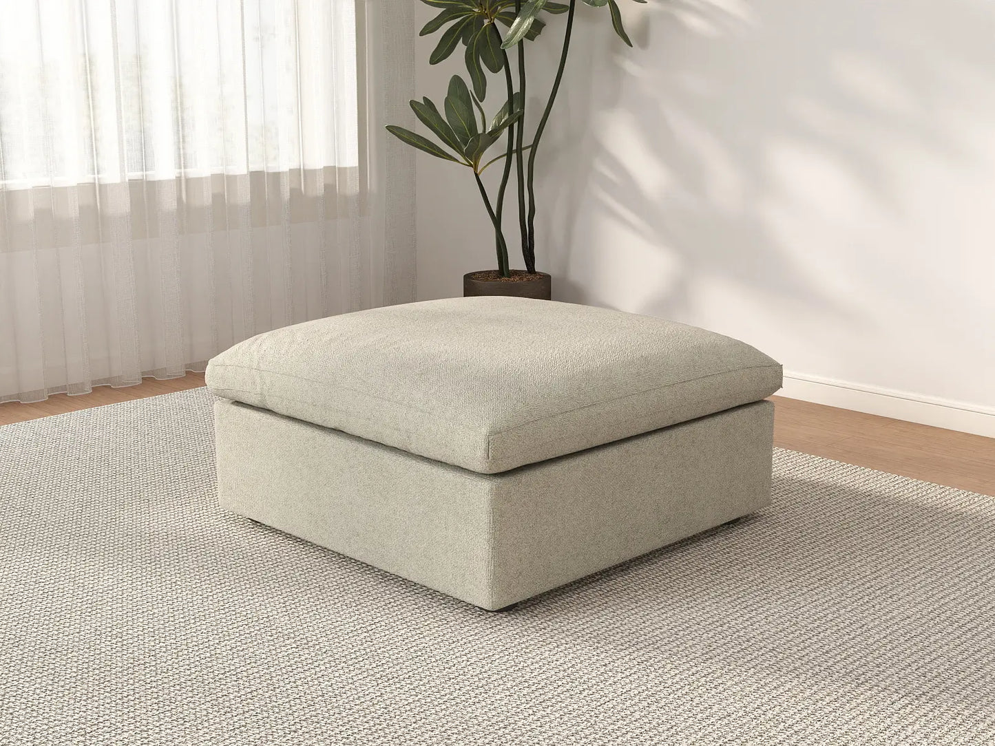 WJS Home 1 Piece Cotton and Linen Khaki Ottomans 40 Removable _ Washable Covers_3
