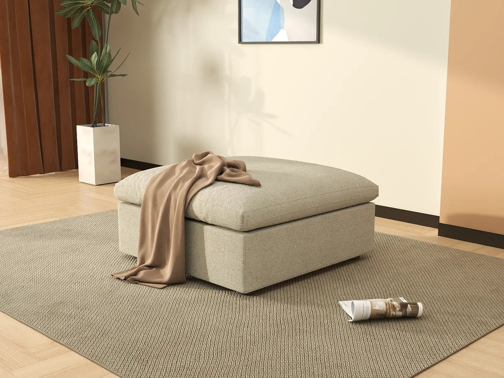 WJS Home 1 Piece Cotton and Linen Khaki Ottomans 40 Removable _ Washable Covers_6