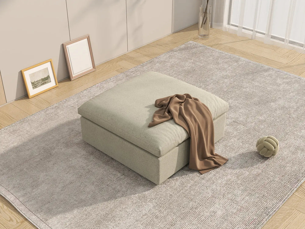 WJS Home 1 Piece Cotton and Linen Khaki Ottomans 40 Removable _ Washable Covers_7