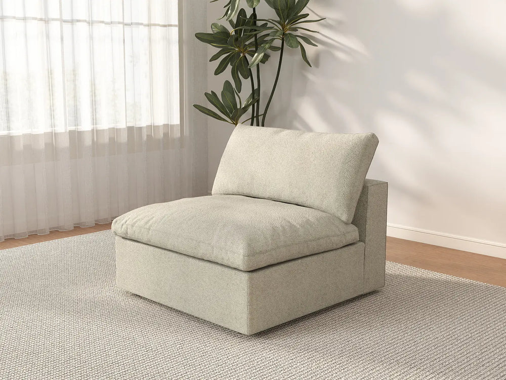 WJS Home 1 Piece Cotton and Linen Khaki Single Sofa 40 Cloud Like Backrest Pillows 1 Seater_3