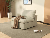 WJS Home 1 Piece Cotton and Linen Khaki Single Sofa 40 Cloud Like Backrest Pillows 1 Seater_6