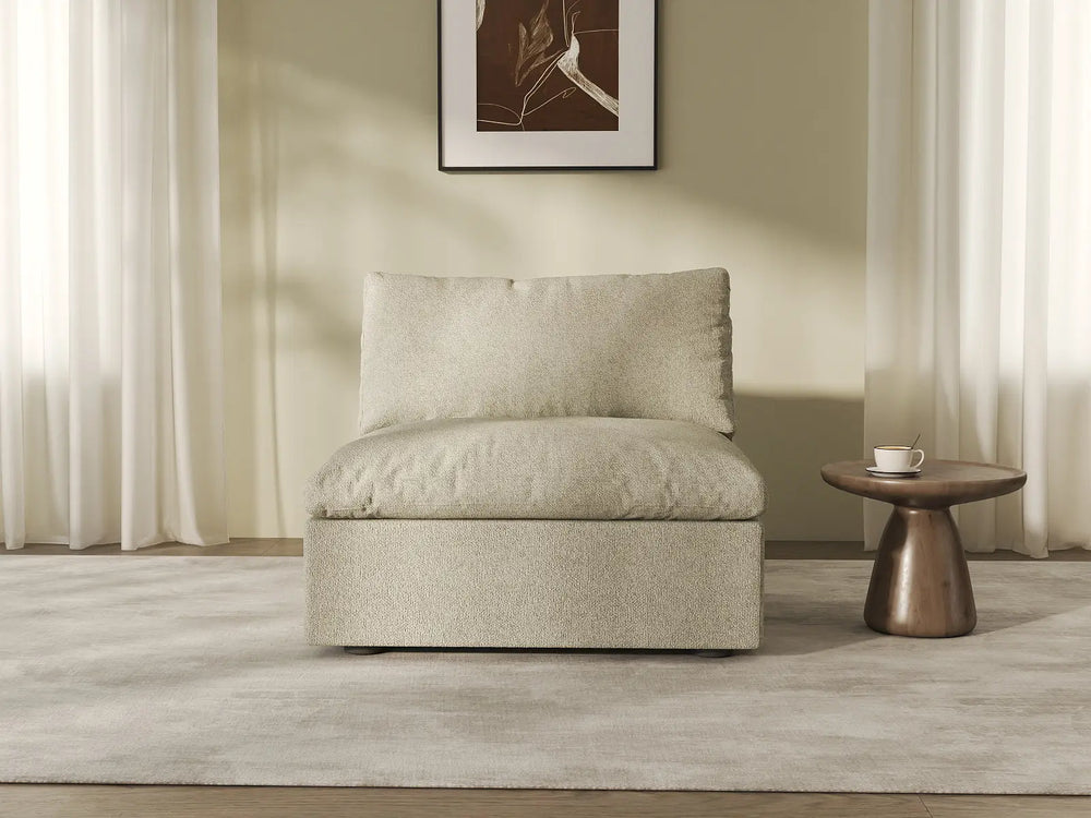 WJS Home 1 Piece Cotton and Linen Khaki Single Sofa 40 Cloud Like Backrest Pillows 1 Seater_8