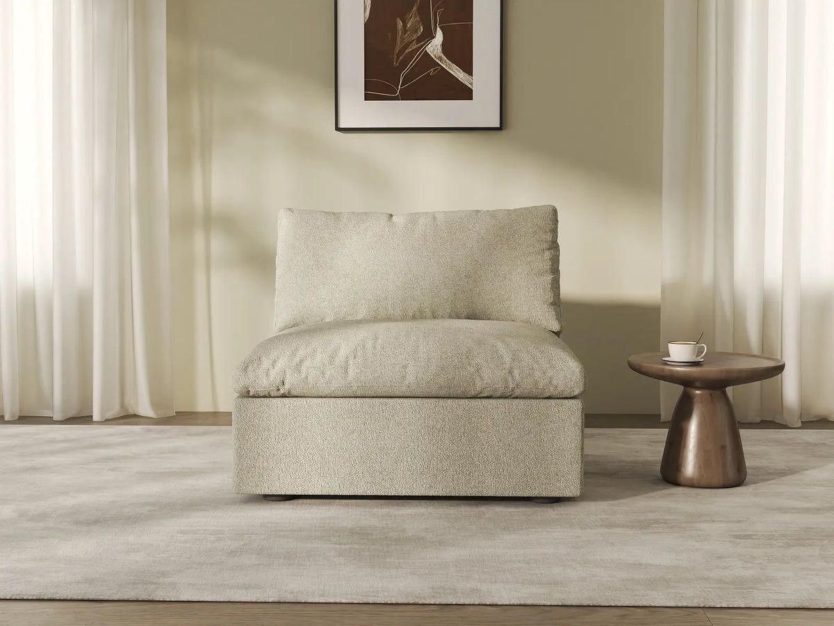 WJS Home 1 Piece Cotton and Linen Khaki Single Sofa 40 Cloud Like Backrest Pillows 1 Seater_8