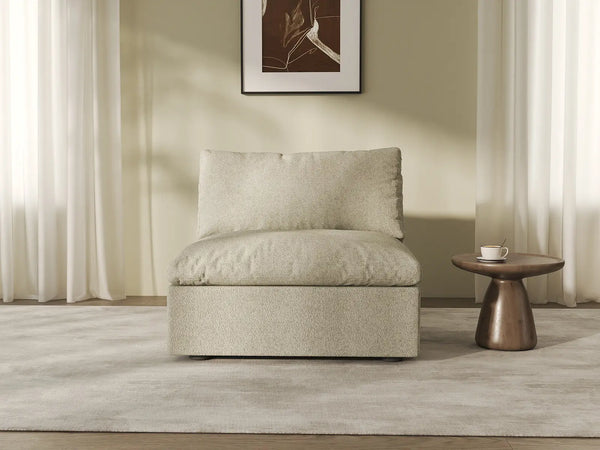 Deluxe Premium Cloud Sectional Sofas | 1-Piece Cotton and Linen Khaki Single Sofa 40" Cloud-Like Backrest Pillows 1-Seater