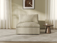 Deluxe Premium Cloud Sectional Sofas | 1-Piece Cotton and Linen Khaki Single Sofa 40" Cloud-Like Backrest Pillows 1-Seater