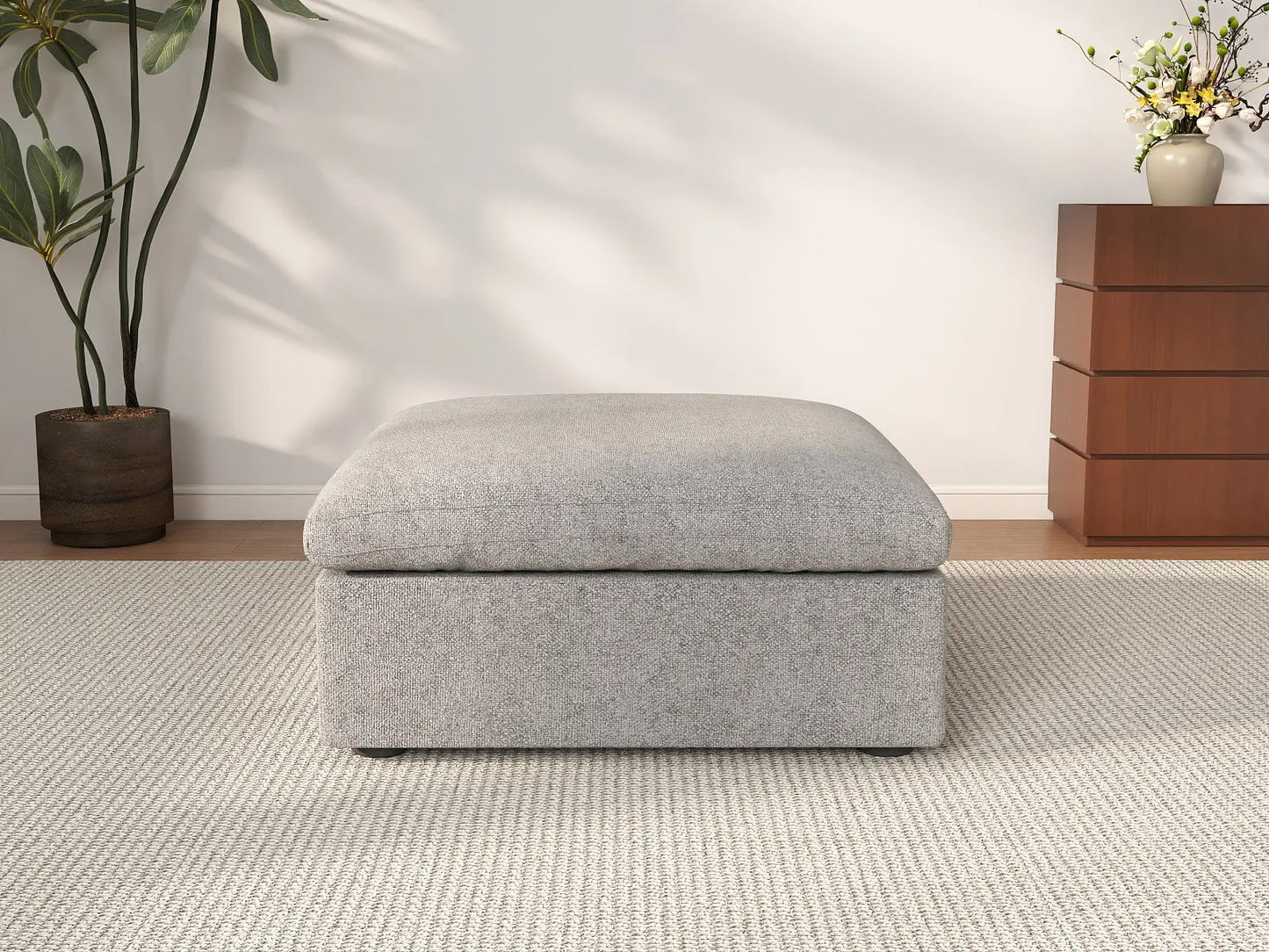 WJS Home 1 Piece Cotton and Linen Light Grey Ottomans 40 Removable _ Washable Covers_2