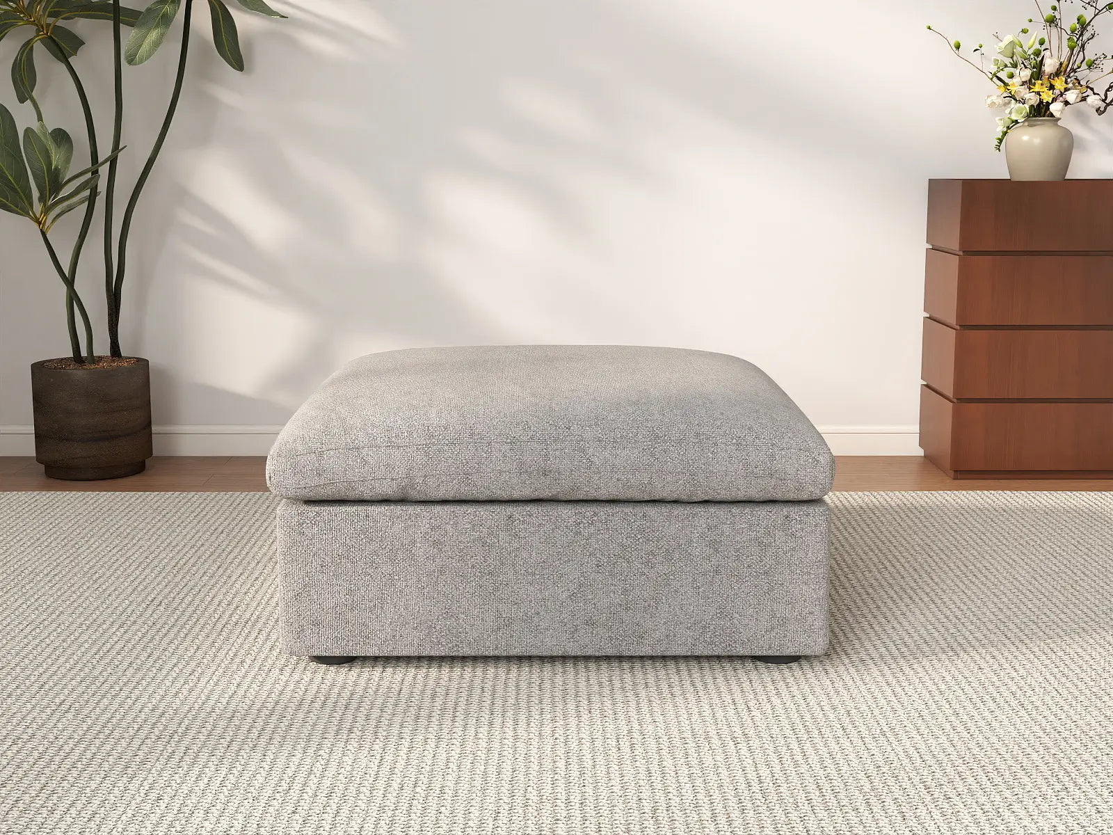 WJS Home 1 Piece Cotton and Linen Light Grey Ottomans 40 Removable _ Washable Covers_2
