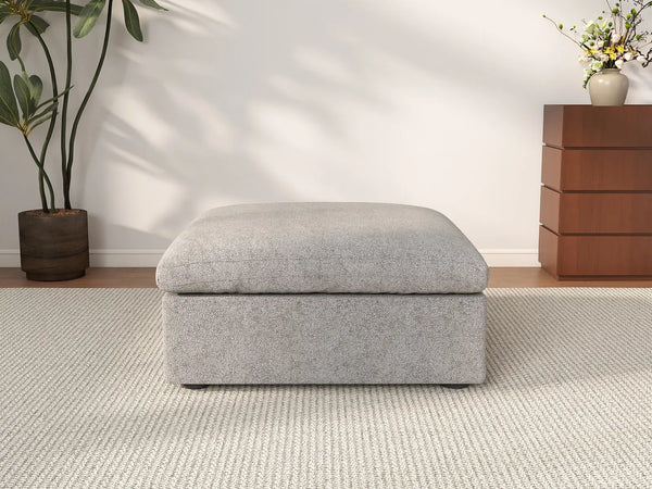 Otomana de almacenamiento Deluxe Cloud gris claro | 1 pieza, tela de algodón y lino, fundas lavables