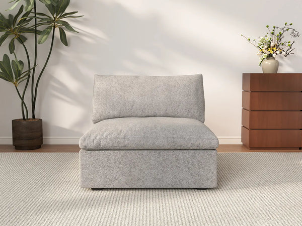 Deluxe Cloud 1-Seater Light-Grey Washable Single Sofa | 1-Piece, Cotton and Linen Fabric, Modular Design