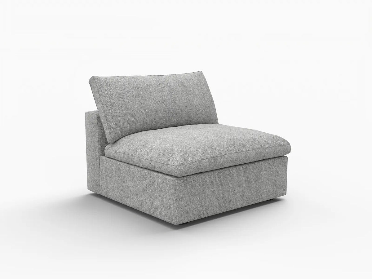 WJS Home 1 Piece Cotton and Linen Light Grey Single Sofa 40 Cloud Like Backrest Pillows 1 Seater_5