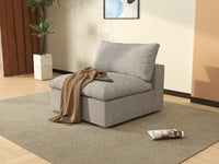WJS Home 1 Piece Cotton and Linen Light Grey Single Sofa 40 Cloud Like Backrest Pillows 1 Seater_6