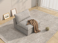 WJS Home 1 Piece Cotton and Linen Light Grey Single Sofa 40 Cloud Like Backrest Pillows 1 Seater_7