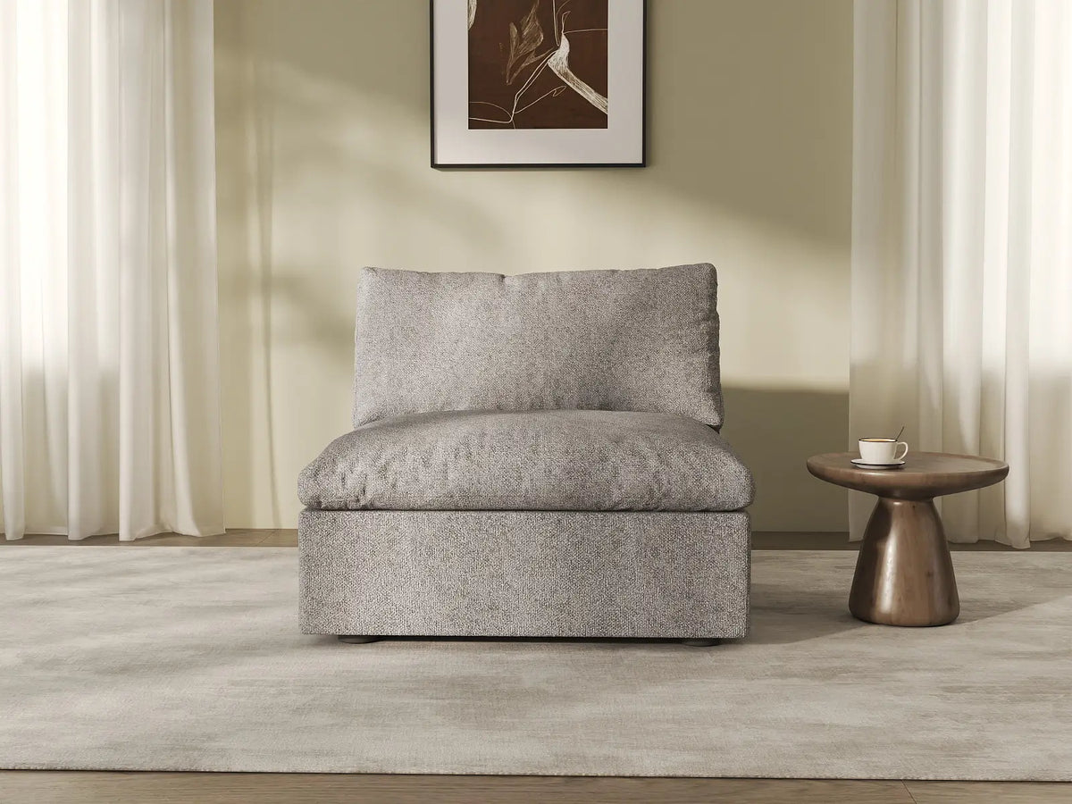 WJS Home 1 Piece Cotton and Linen Light Grey Single Sofa 40 Cloud Like Backrest Pillows 1 Seater_8