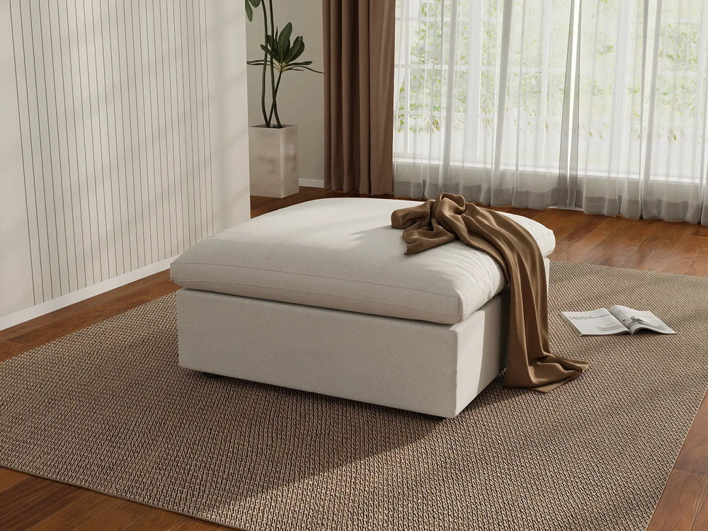 WJS Home 1 Piece Cotton and Linen White Ottomans 40 Removable _ Washable Covers_1