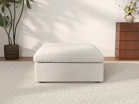 WJS Home 1 Piece Cotton and Linen White Ottomans 40 Removable _ Washable Covers_2