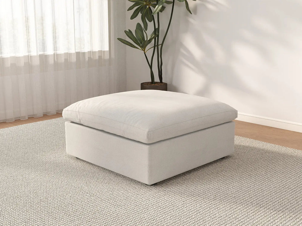 WJS Home 1 Piece Cotton and Linen White Ottomans 40 Removable _ Washable Covers_3