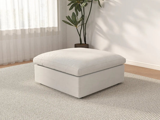 WJS Home 1 Piece Cotton and Linen White Ottomans 40 Removable _ Washable Covers_3