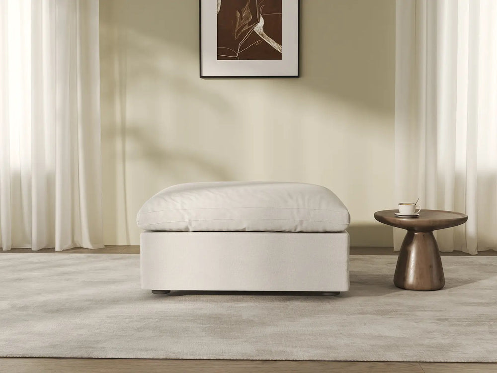 WJS Home 1 Piece Cotton and Linen White Ottomans 40 Removable _ Washable Covers_8