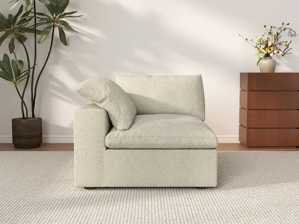Deluxe Cloud 1-Seater Khaki Washable Single Sofa | 1-Piece, Cotton and Linen Fabric, Modular Design