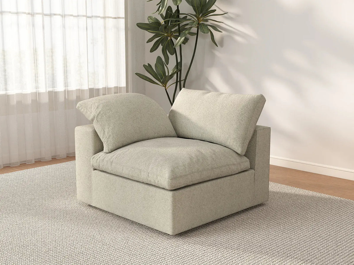 WJS Home 1 Piece Khaki Cotton and Linen Armless Single Sofa 1 Seater_3