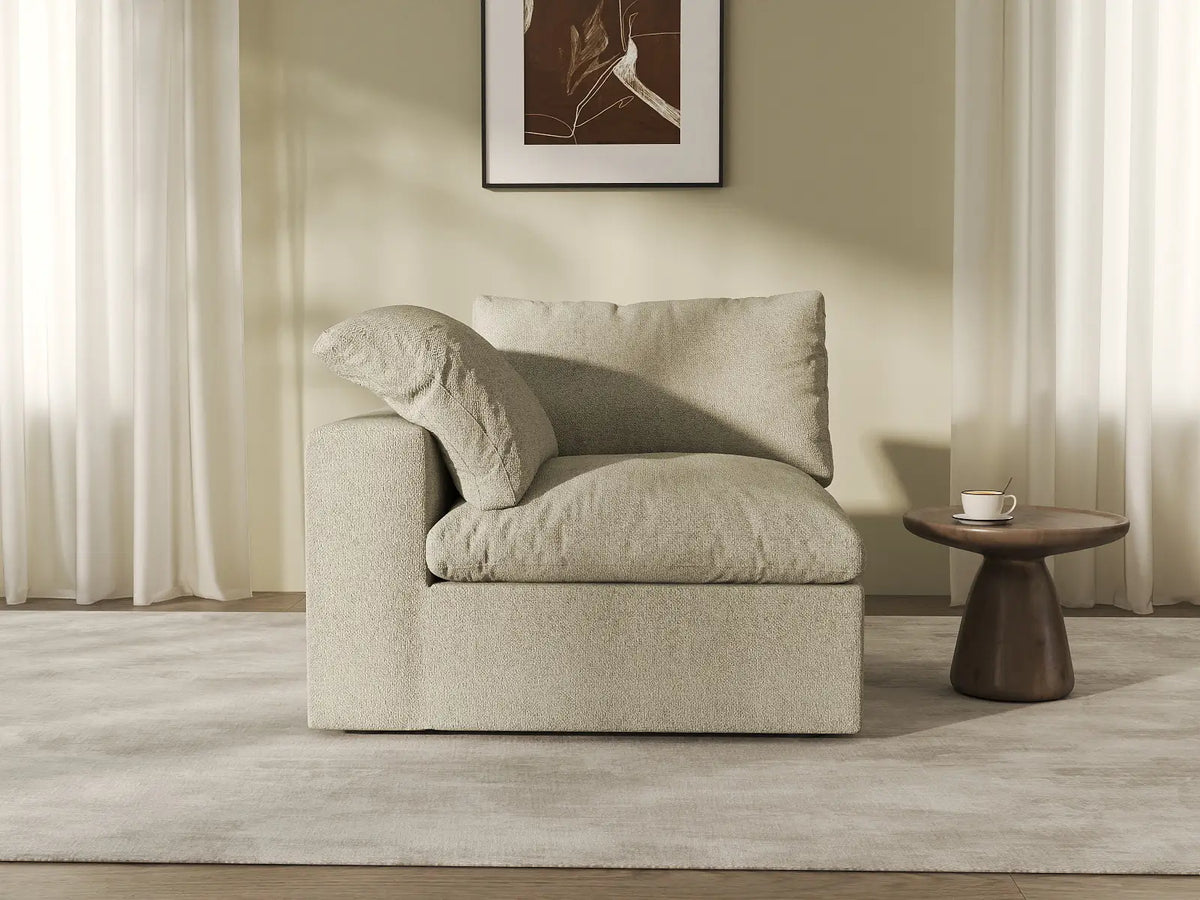 WJS Home 1 Piece Khaki Cotton and Linen Armless Single Sofa 1 Seater_6