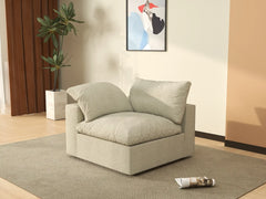 Deluxe Premium Cloud Sectional Sofas | 1-Piece Khaki Cotton and Linen Armless Single Sofa 1-Seater