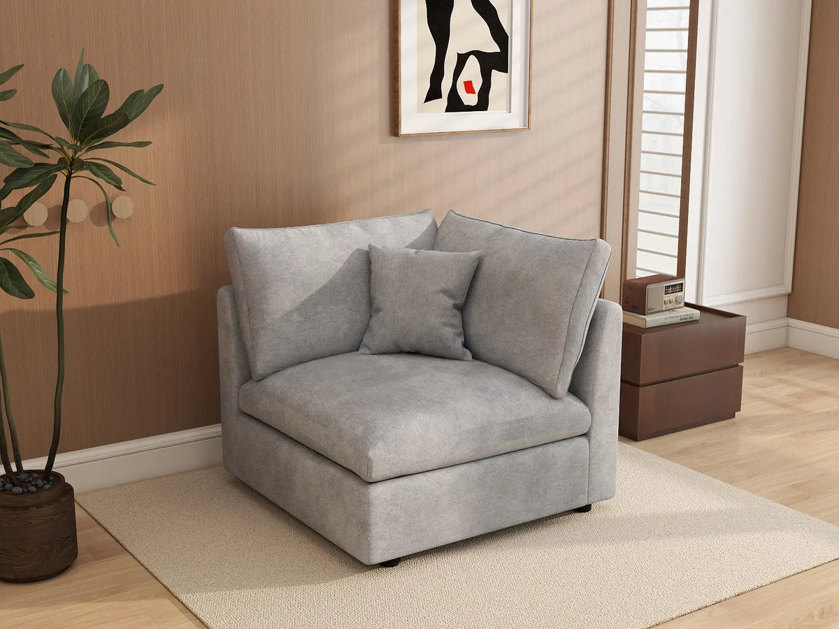 Sofás seccionales Deluxe Slope Cloud | Sofá individual de lino negro de una pieza, 101 cm, respaldo ajustable y cojines, monoplaza