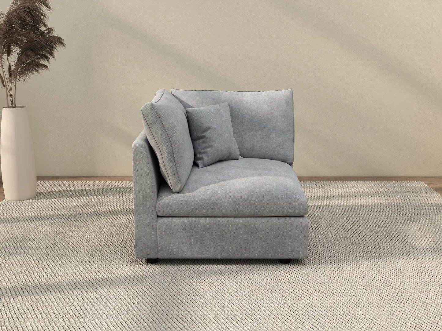 Sofás seccionales Deluxe Slope Cloud | Sofá individual de lino negro de una pieza, 101 cm, respaldo ajustable y cojines, monoplaza