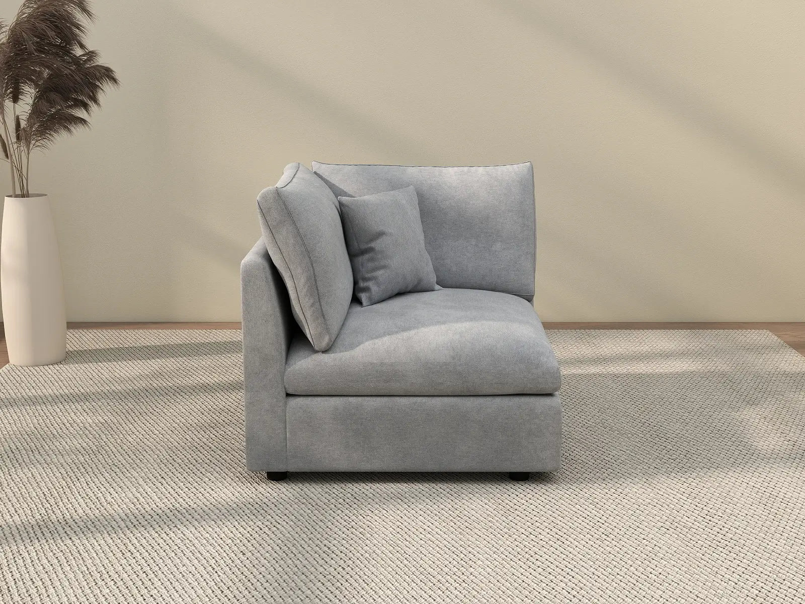 Deluxe Cloud 1-Seater Light-Grey Washable Single Sofa | 1-Piece, Chenille and Linen Fabric, Modular Design