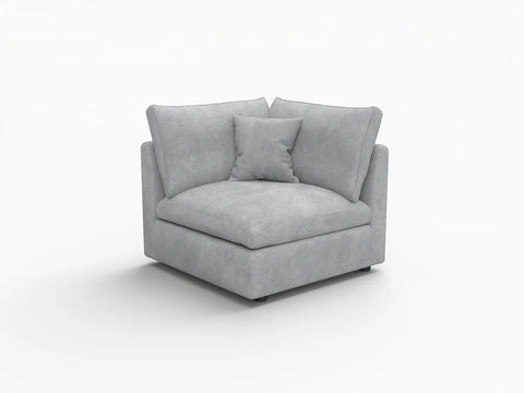 Deluxe Slope Cloud Sectional Sofa Covers | Light Grey Chenille and Linen Sofa Cover for 1-Seater