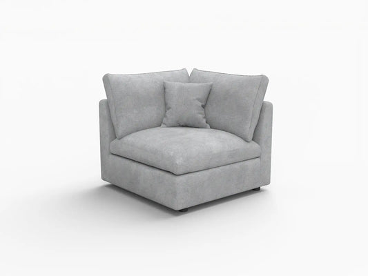 Deluxe Slope Cloud Sectional Sofa Covers | Light Grey Chenille and Linen Sofa Cover for 1-Seater
