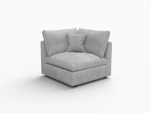 Deluxe Slope Cloud Sectional Sofa Covers | Light Grey Chenille and Linen Sofa Cover for 1-Seater