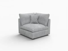 Deluxe Slope Cloud Sectional Sofa Covers | Light Grey Chenille and Linen Sofa Cover for 1-Seater