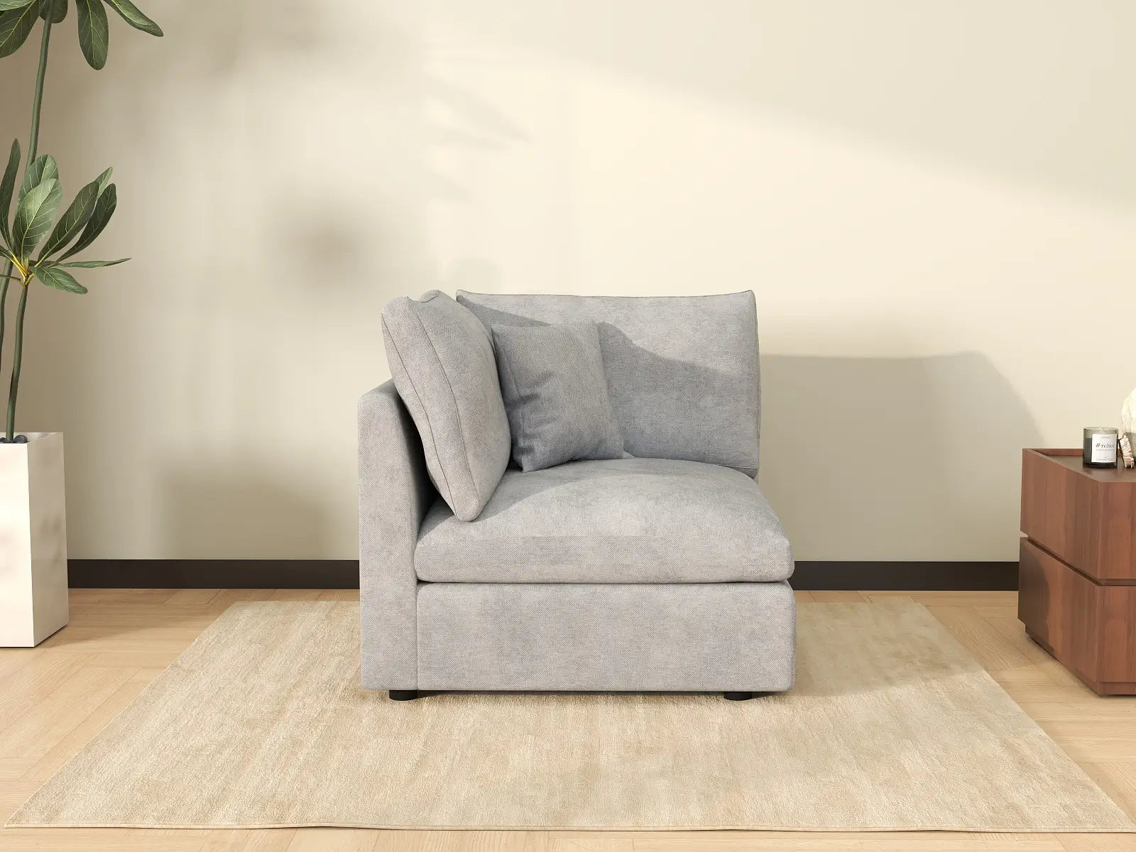 Fundas de sofá seccional Deluxe Slope Cloud | Funda de sofá de chenilla y lino gris claro para 1 plaza
