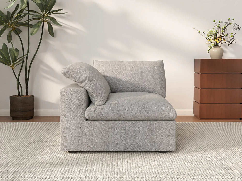 WJS Home 1 Piece Light Grey Cotton and Linen Armless Single Sofa 1 Seater_2