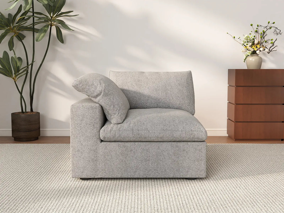 WJS Home 1 Piece Light Grey Cotton and Linen Armless Single Sofa 1 Seater_2