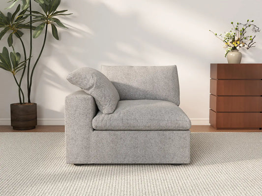 WJS Home 1 Piece Light Grey Cotton and Linen Armless Single Sofa 1 Seater_2
