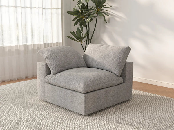 Deluxe Cloud 1-Seater Light-Grey Washable Single Sofa | 1-Piece, Cotton and Linen Fabric, Modular Design