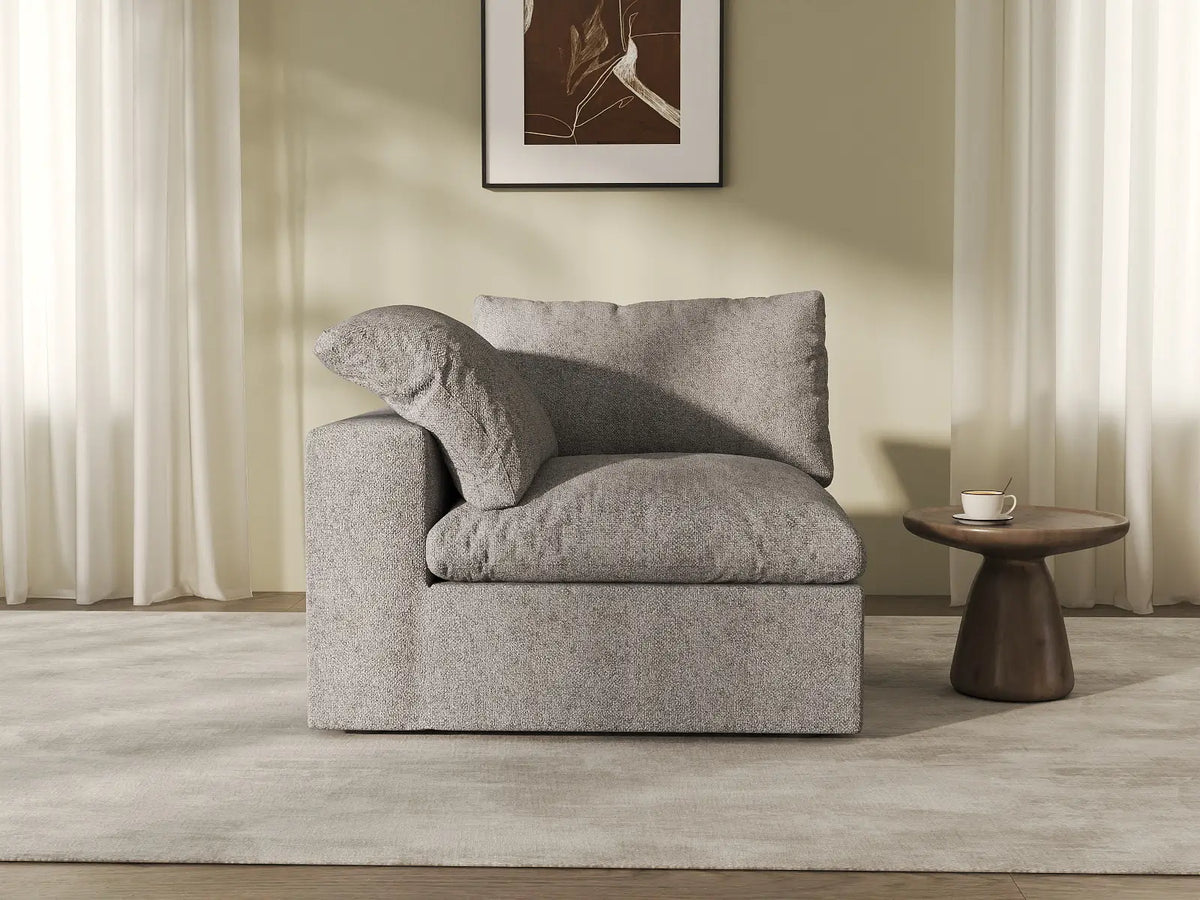 WJS Home 1 Piece Light Grey Cotton and Linen Armless Single Sofa 1 Seater_6