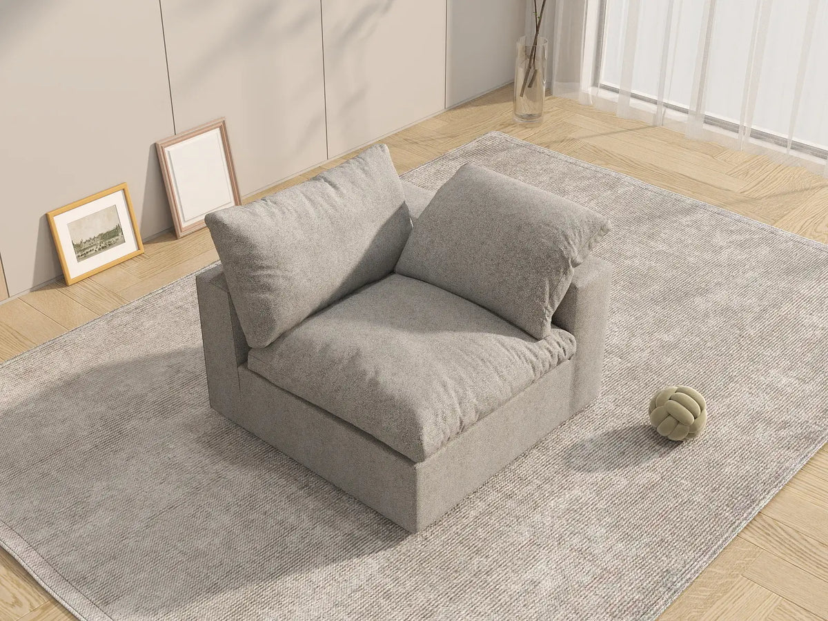 WJS Home 1 Piece Light Grey Cotton and Linen Armless Single Sofa 1 Seater_8