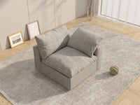 WJS Home 1 Piece Light Grey Cotton and Linen Armless Single Sofa 1 Seater_8