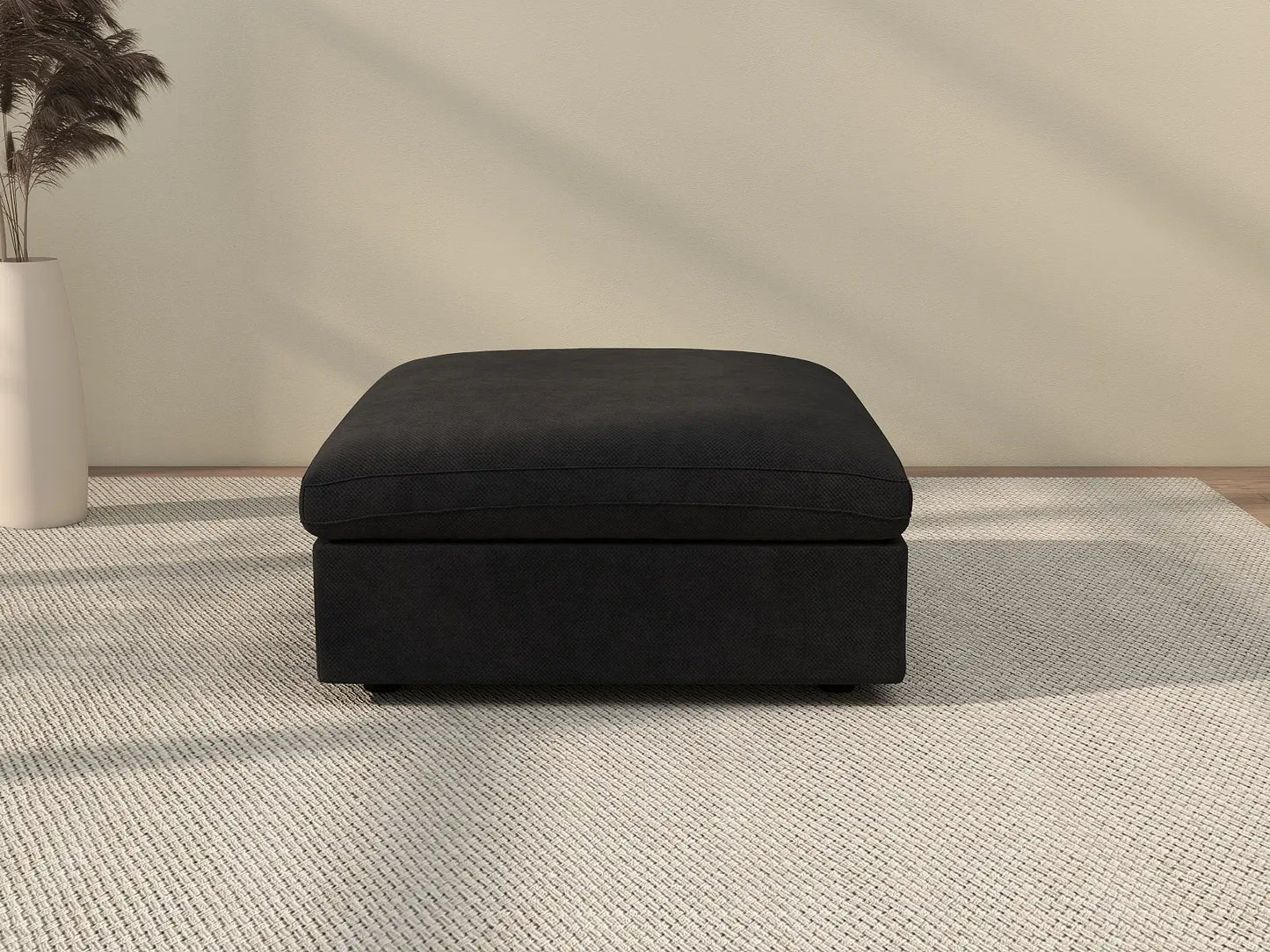 WJS Home 1 Piece Linen Black Ottomans 40 Modular Design 1 Seater_2