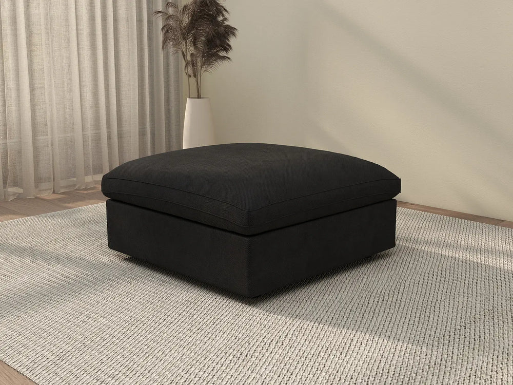 WJS Home 1 Piece Linen Black Ottomans 40 Modular Design 1 Seater_3