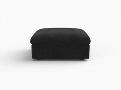 Deluxe Slope Cloud Sectional Sofa Covers | Black Chenille and Linen Sofa Cover for with 1-Ottoman