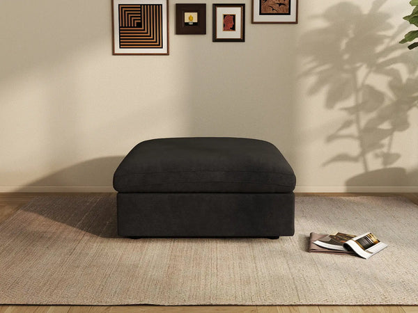 Otomana lavable Deluxe Cloud Black | 1 pieza, tela de chenilla y lino, diseño modular