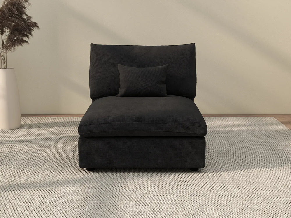 WJS Home 1 Piece Linen Black Single Sofa 40 Adjustable Backrest Pillows 1 Seater_2