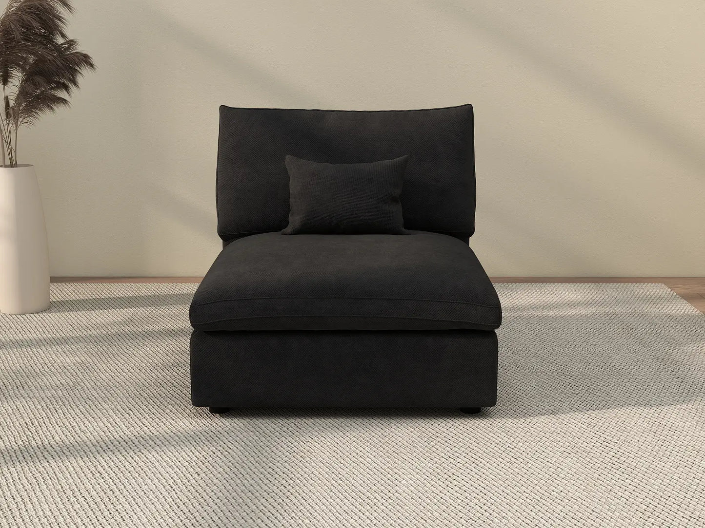 WJS Home 1 Piece Linen Black Single Sofa 40 Adjustable Backrest Pillows 1 Seater_2
